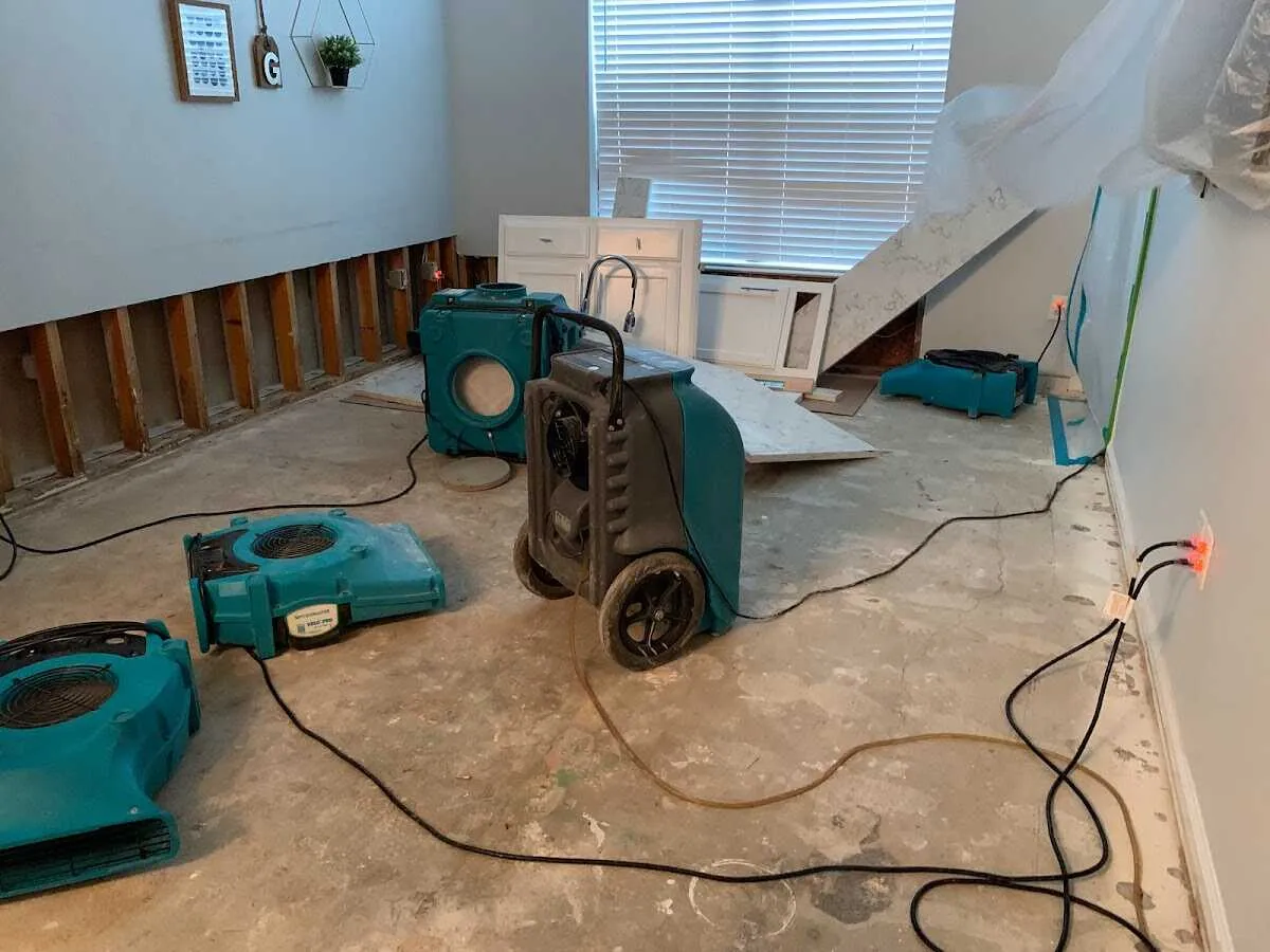 Dehumidifier in flood-cut room for Water Damage Restoration in Fuller Heights